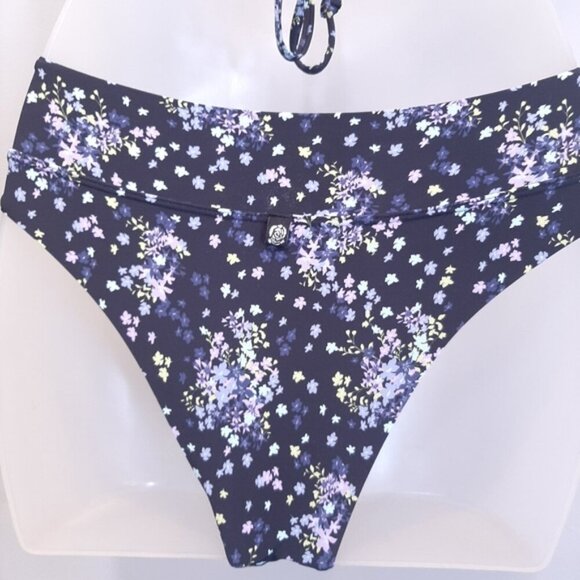 LA VIE EN ROSE Ditsy Splash 2pc Bikini Swimsuit Ruffled Underwire Halter Lace Up - Picture 14 of 16